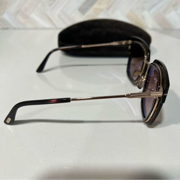 Tom Ford LARA Dark Havana / Brown Gradient Sunglasses TF573 52F LARA-02